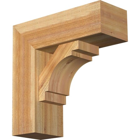 Ekena Millwork Merced Block Rough Sawn Bracket w/ Offset Brace, Western Red Cedar, 8"W x 22"D x 22"H BKT0806X22X22MRC05RWR